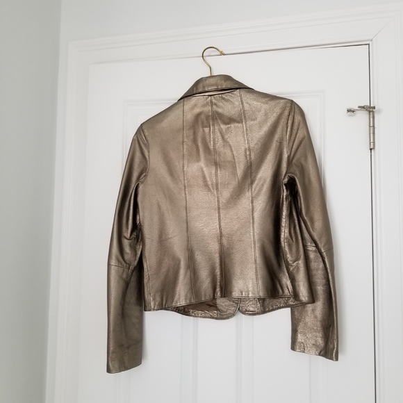 Metallic Cropped Leather Jacket - Picture 2 of 3